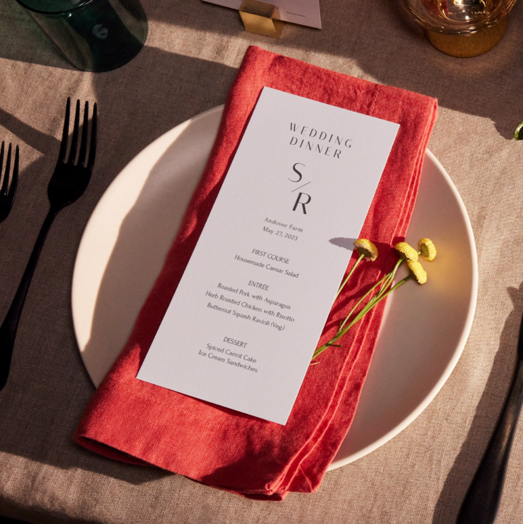Wedding & Event Menus wedding table decoration ideas